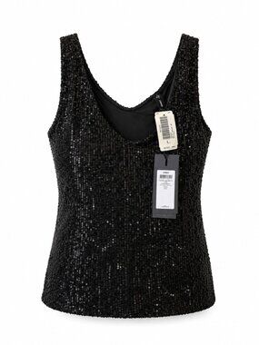 NWT ONLY Black Sequin Sleeveless Party Top Size L